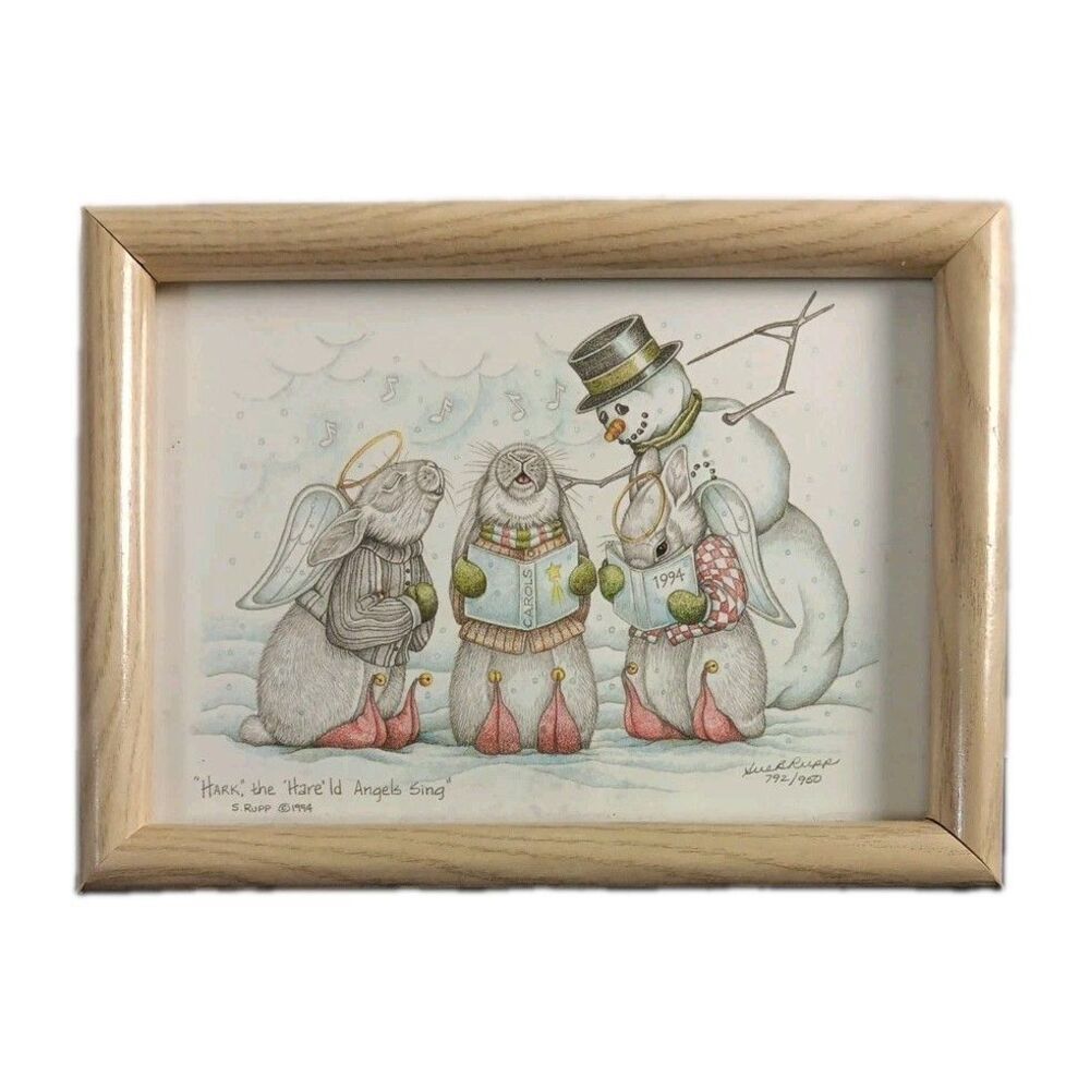 1994 Susan Rupp "Hark" the 'Hare' ld Angels Sing Original Print Limited 792/950